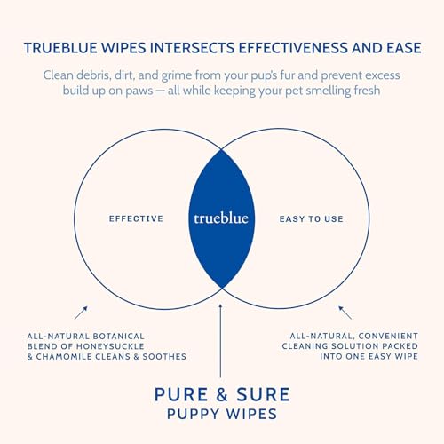 TrueBlue Chamomile & Honeysuckle Puppy Wipes – Pre-Moistened, Extra Large, 100 Count, Made in USA