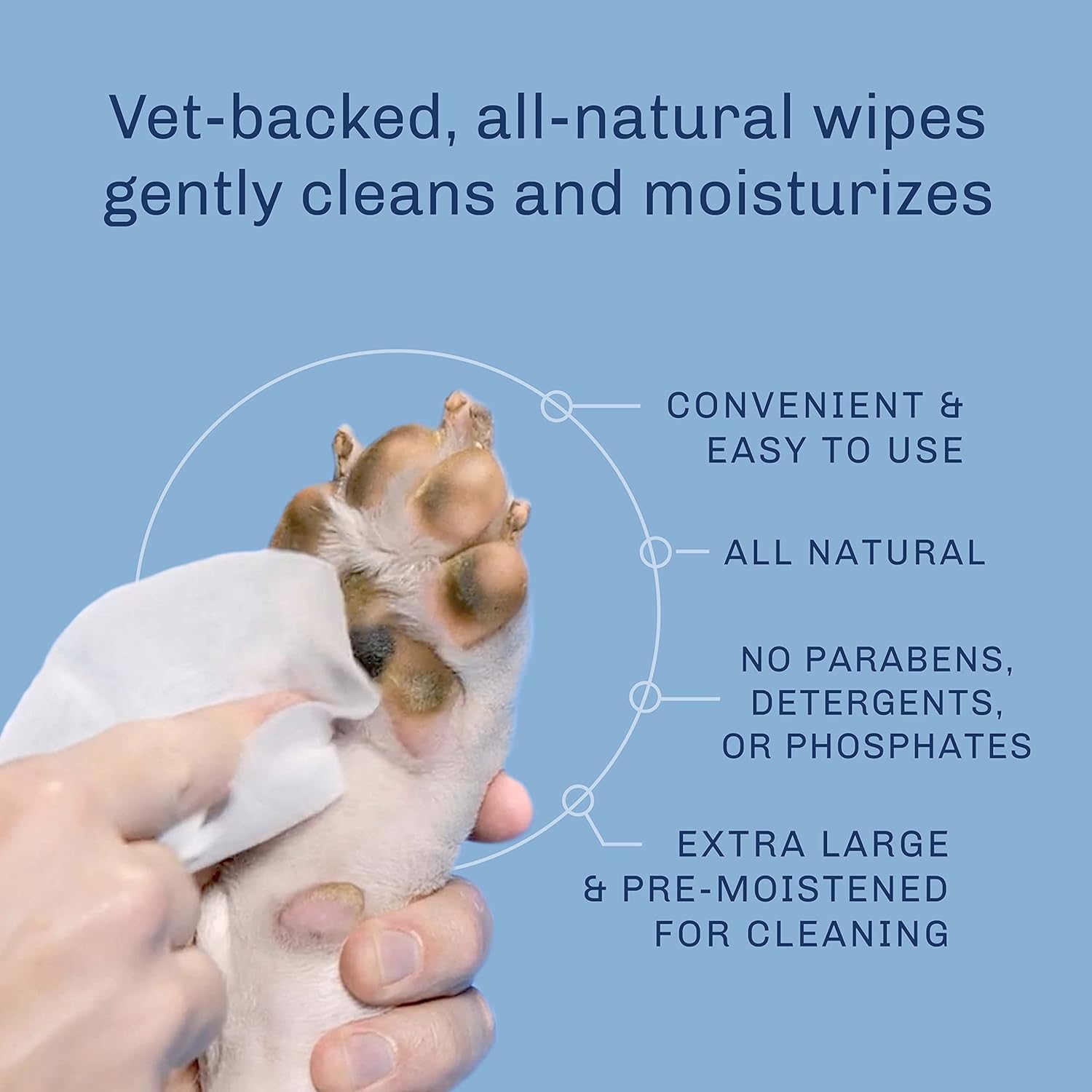 TrueBlue Chamomile & Honeysuckle Puppy Wipes – Pre-Moistened, Extra Large, 100 Count, Made in USA