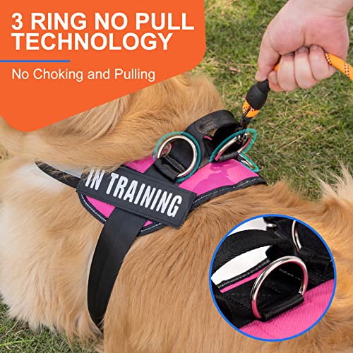 Tsikavo No Pull Dog Harness Size M Rose - 3 Ring Reflective Vest with Handle