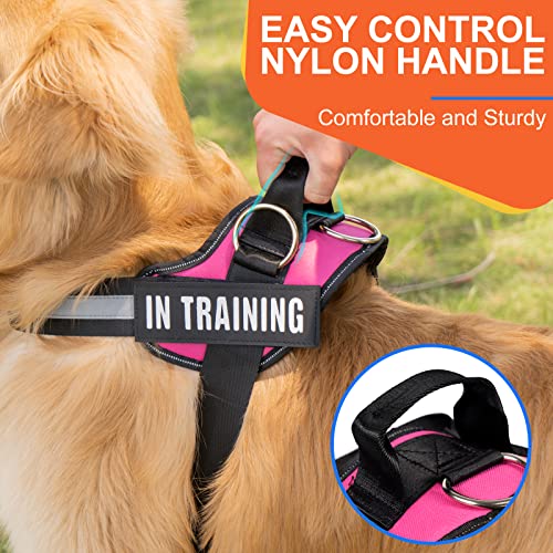 Tsikavo No Pull Dog Harness Size M Rose - 3 Ring Reflective Vest with Handle