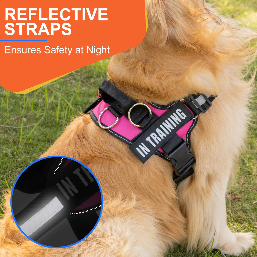 Tsikavo No Pull Dog Harness Size M Rose - 3 Ring Reflective Vest with Handle