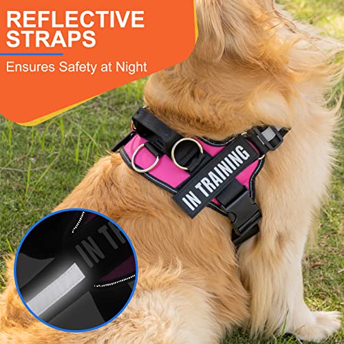 Tsikavo No Pull Dog Harness Size M Rose - 3 Ring Reflective Vest with Handle