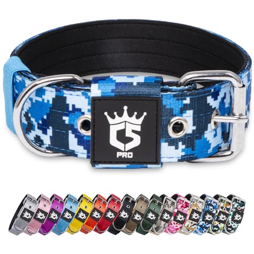 TSPRO Tactical Dog Collar 1.5 Inch – Camo Blue Size M for Medium to Large Dogs