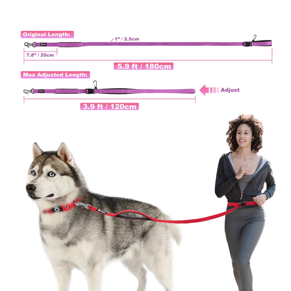 TSPRO Tactical Hands Free Dog Leash - 3-in-1 Adjustable with Padded Handle and Metal Clasp, for Medium to Large Dogs (Camo Pink)