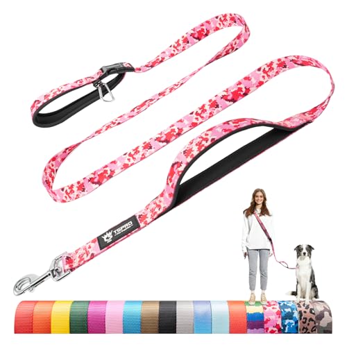 TSPRO Tactical Hands Free Dog Leash - 3-in-1 Adjustable with Padded Handle and Metal Clasp, for Medium to Large Dogs (Camo Pink)