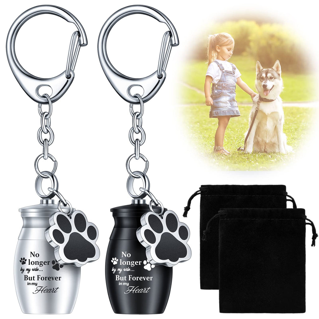 Tudomro 2-Pack Pet Ashes Keychain with Storage Bags – Small Dog or Cat Cremation Urn Jewelry, Paw Print Memorial