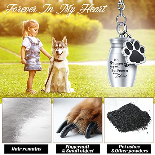 Tudomro 2-Pack Pet Ashes Keychain with Storage Bags – Small Dog or Cat Cremation Urn Jewelry, Paw Print Memorial