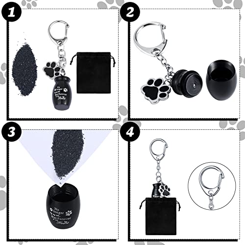 Tudomro 2-Pack Pet Ashes Keychain with Storage Bags – Small Dog or Cat Cremation Urn Jewelry, Paw Print Memorial