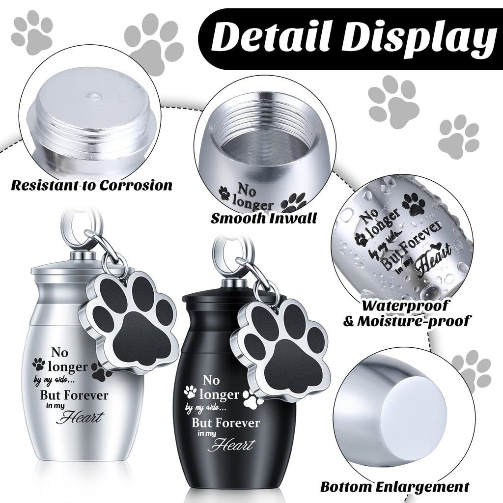 Tudomro 2-Pack Pet Ashes Keychain with Storage Bags – Small Dog or Cat Cremation Urn Jewelry, Paw Print Memorial