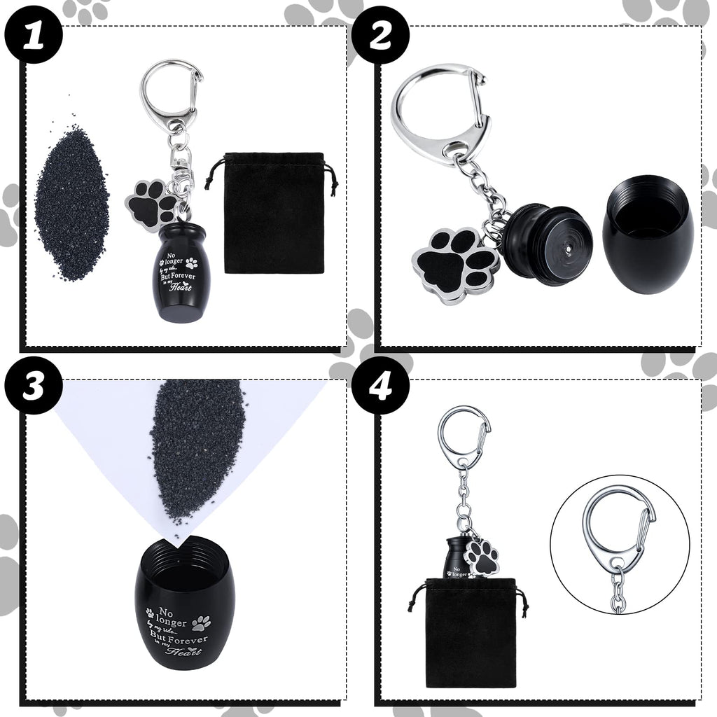 Tudomro 2-Pack Pet Ashes Keychain with Storage Bags – Small Dog or Cat Cremation Urn Jewelry, Paw Print Memorial