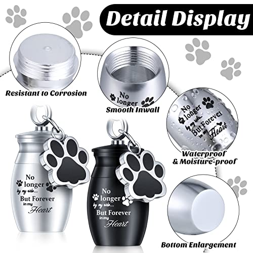 Tudomro 2-Pack Pet Ashes Keychain with Storage Bags – Small Dog or Cat Cremation Urn Jewelry, Paw Print Memorial