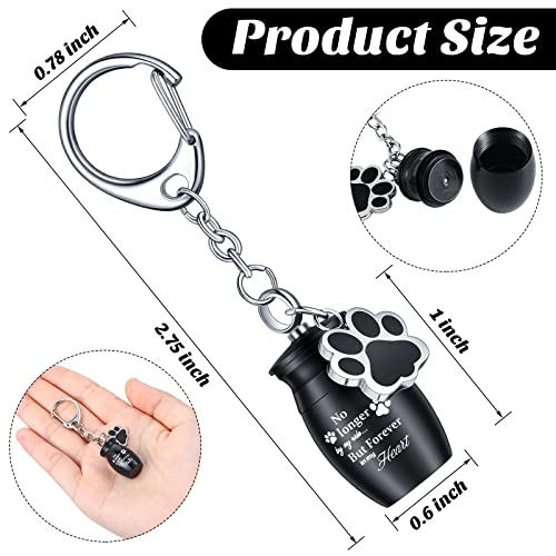 Tudomro 2-Pack Pet Ashes Keychain with Storage Bags – Small Dog or Cat Cremation Urn Jewelry, Paw Print Memorial