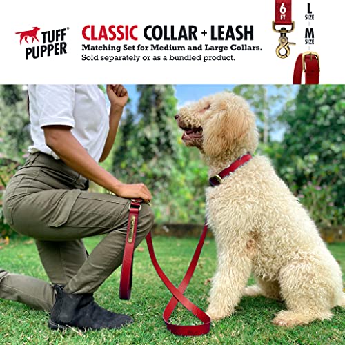 Tuff Pupper Classic Heavy Duty Dog Collar - Waterproof, Odor Proof & Rust-Proof Hardware - Crimson Red, Small