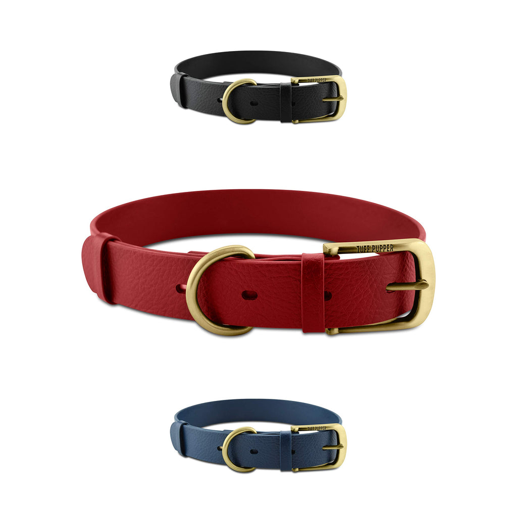 Tuff Pupper Classic Heavy Duty Dog Collar - Waterproof, Odor Proof & Rust-Proof Hardware - Crimson Red, Small