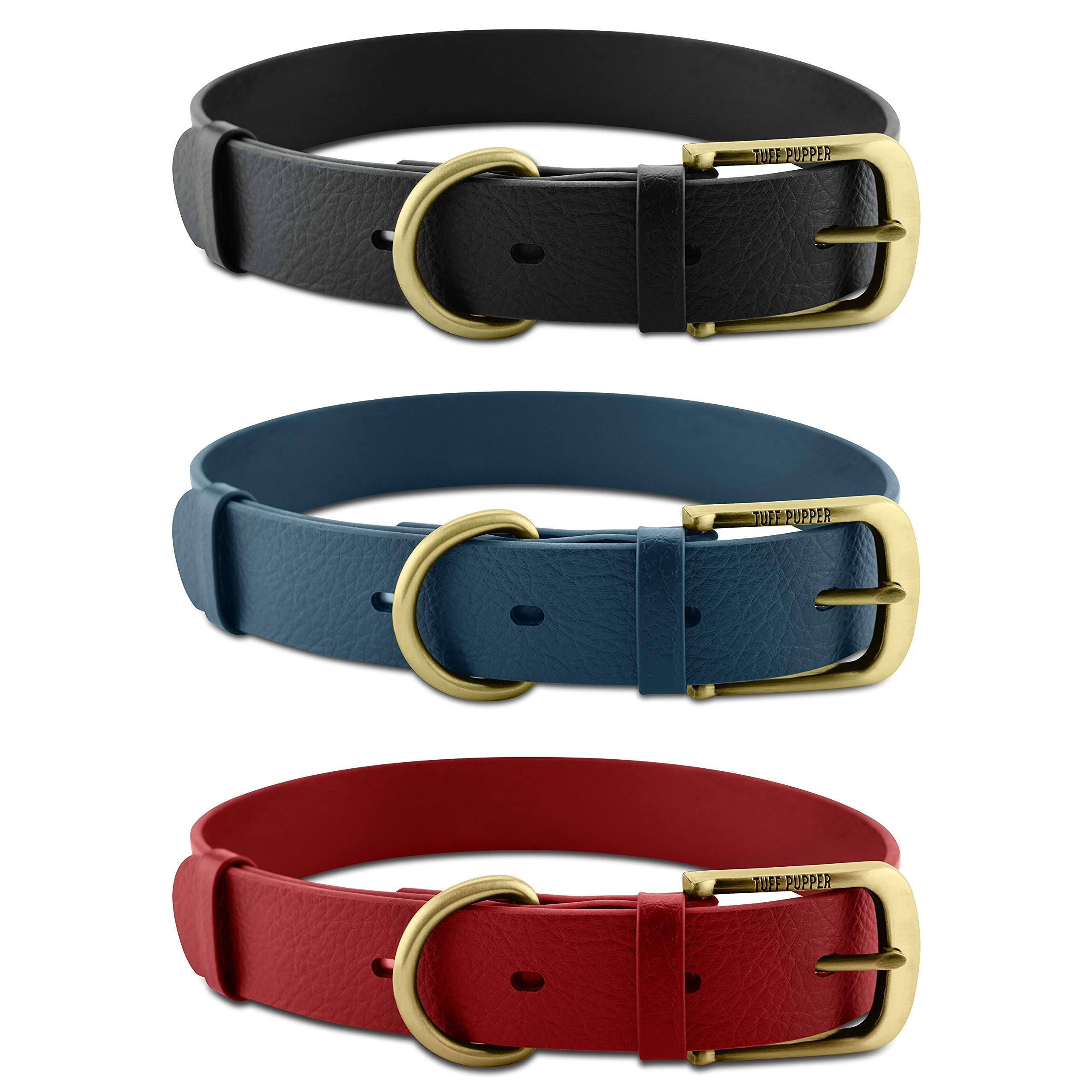 Tuff Pupper Classic Heavy Duty Dog Collar - Waterproof, Odor Proof & Rust-Proof Hardware - Crimson Red, Small