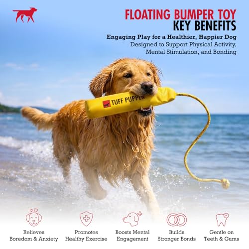 Tuff Pupper Floating Dog Bumper Toy – Soft Foam Retrieve Trainer for Fetch, Water & Snow