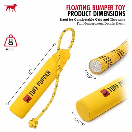 Tuff Pupper Floating Dog Bumper Toy – Soft Foam Retrieve Trainer for Fetch, Water & Snow