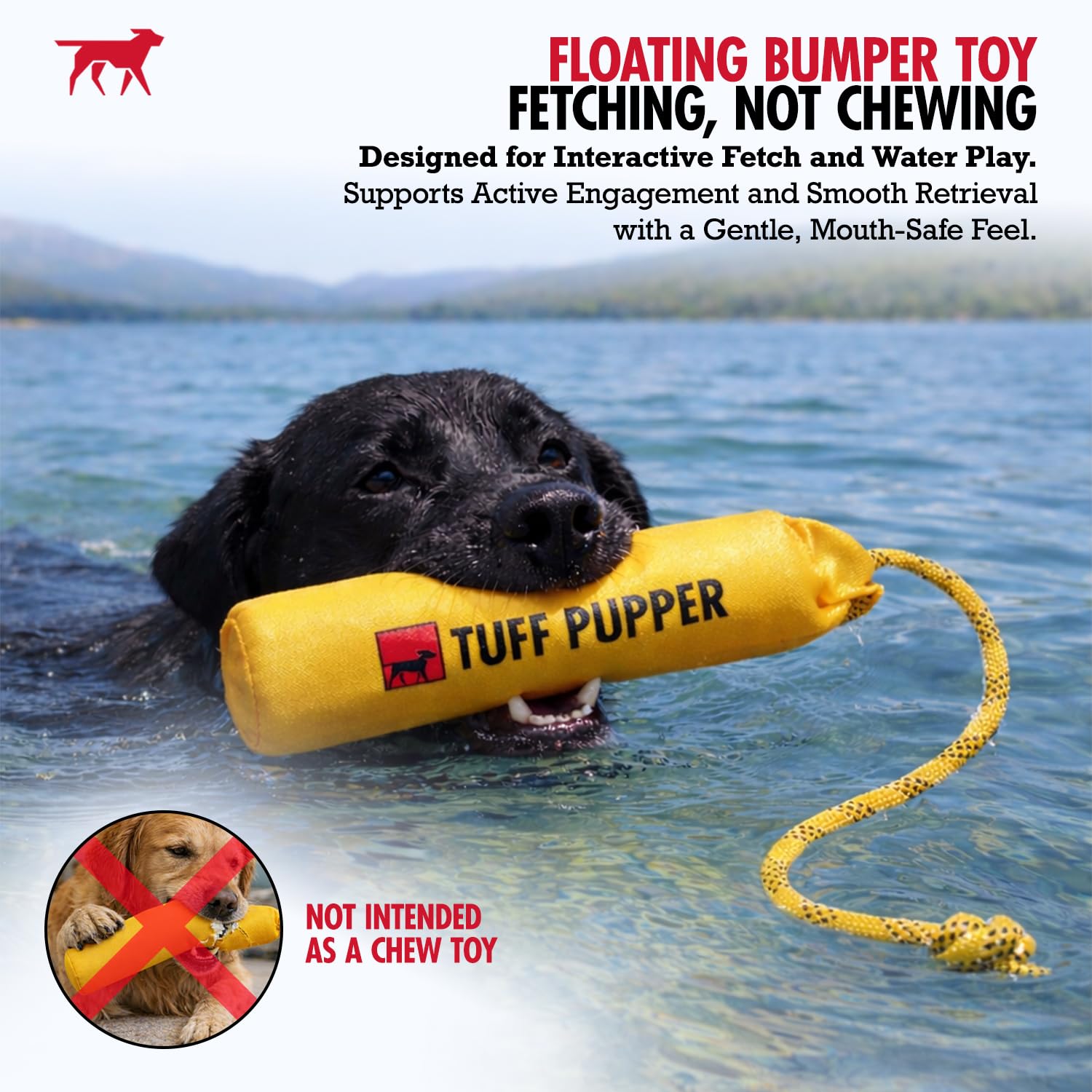Tuff Pupper Floating Dog Bumper Toy – Soft Foam Retrieve Trainer for Fetch, Water & Snow