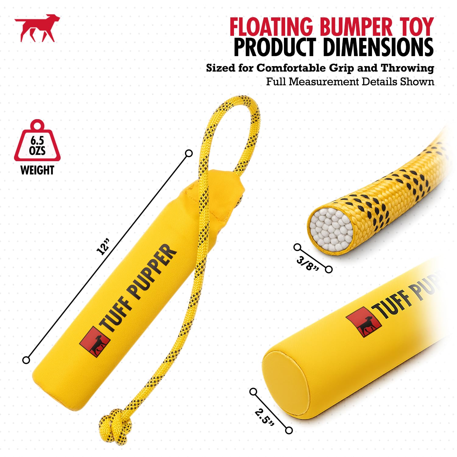 Tuff Pupper Floating Dog Bumper Toy – Soft Foam Retrieve Trainer for Fetch, Water & Snow