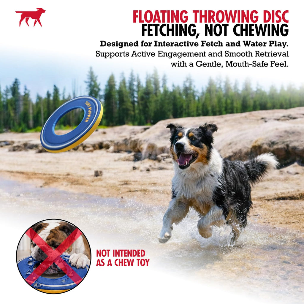 Tuff Pupper Floating Dog Frisbee – Soft Foam Fetch Disc for Water & Snow