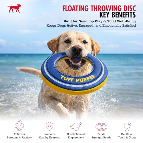 Tuff Pupper Floating Dog Frisbee – Soft Foam Fetch Disc for Water & Snow