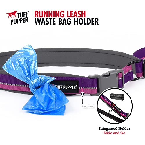 Tuff Pupper Hands-Free Adjustable Dog Leash – Punch Purple, 3-6 Feet, Ballistic Nylon with Reflective Strips