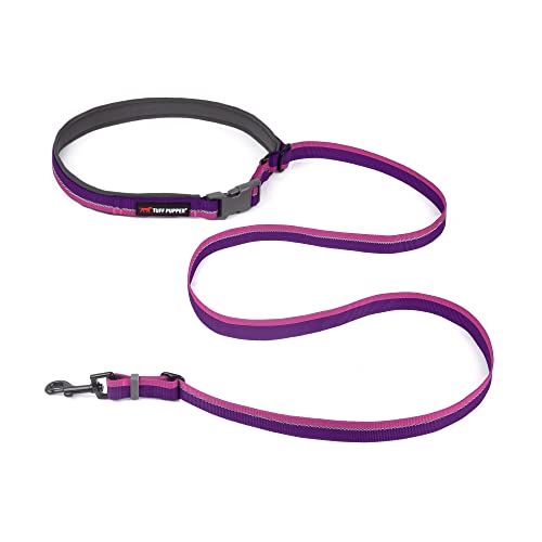 Tuff Pupper Hands-Free Adjustable Dog Leash – Punch Purple, 3-6 Feet, Ballistic Nylon with Reflective Strips