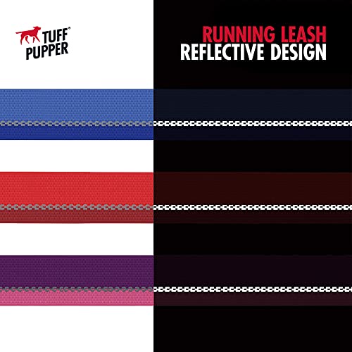 Tuff Pupper Hands-Free Adjustable Dog Leash – Punch Purple, 3-6 Feet, Ballistic Nylon with Reflective Strips