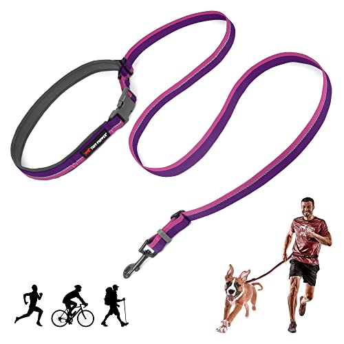 Tuff Pupper Hands-Free Adjustable Dog Leash – Punch Purple, 3-6 Feet, Ballistic Nylon with Reflective Strips