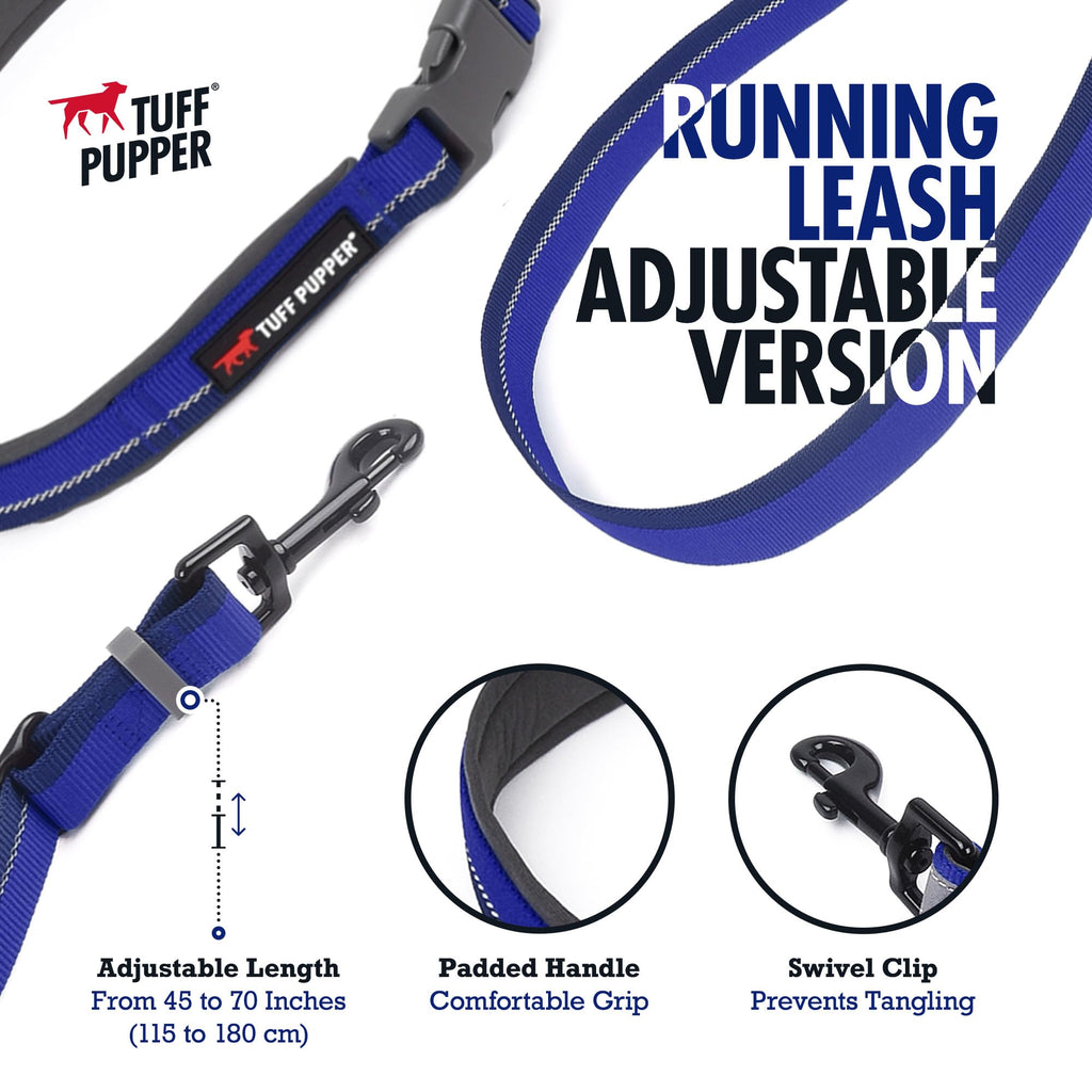 Tuff Pupper Hands-Free Dog Leash: Adjustable 3-6ft, Padded Waist Belt, Reflective for Running