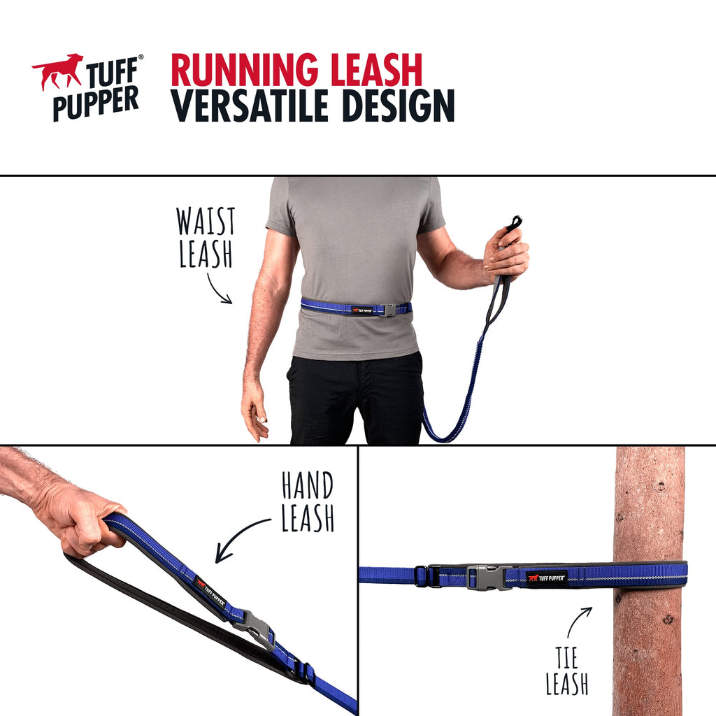 Tuff Pupper Hands-Free Dog Leash: Adjustable 3-6ft, Padded Waist Belt, Reflective for Running