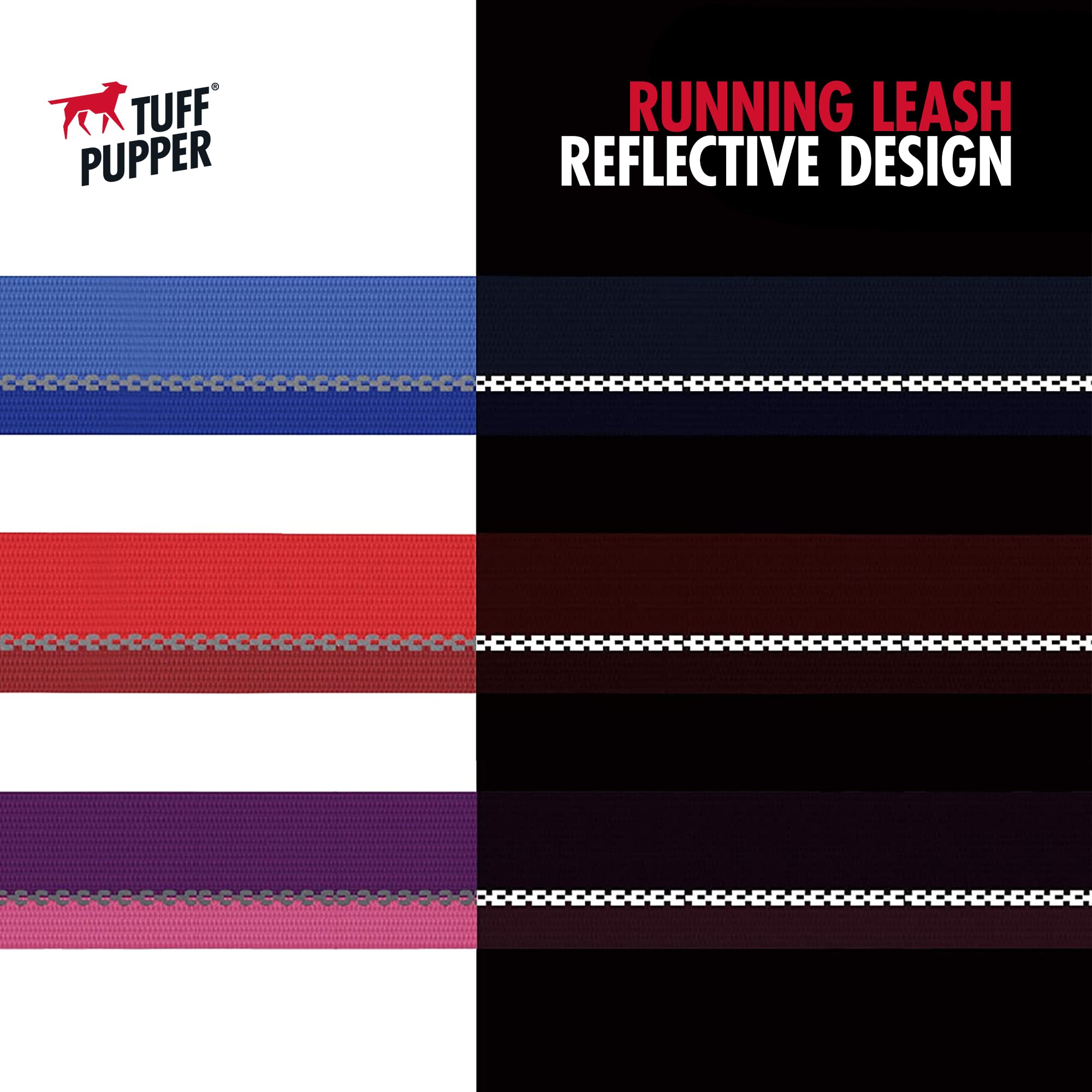 Tuff Pupper Hands-Free Dog Leash: Adjustable 3-6ft, Padded Waist Belt, Reflective for Running