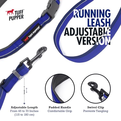 Tuff Pupper Hands-Free Dog Leash: Adjustable 3-6ft, Padded Waist Belt, Reflective for Running
