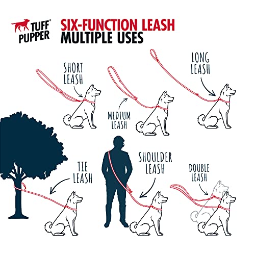Tuff Pupper Multi Function Crossbody Leash: 8-Foot Hands-Free Dog Leash with 6 Uses, Neoprene Padding, Reflective Stitching