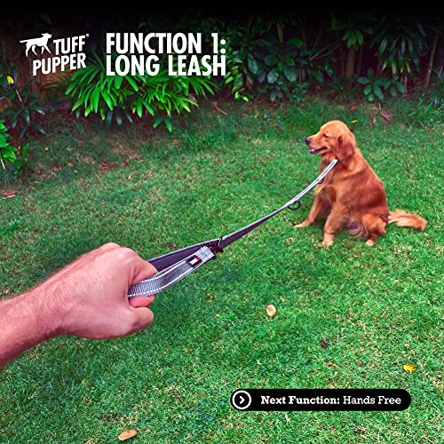 Tuff Pupper Multi Function Crossbody Leash: 8-Foot Hands-Free Dog Leash with 6 Uses, Neoprene Padding, Reflective Stitching