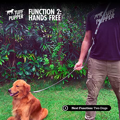 Tuff Pupper Multi Function Crossbody Leash: 8-Foot Hands-Free Dog Leash with 6 Uses, Neoprene Padding, Reflective Stitching