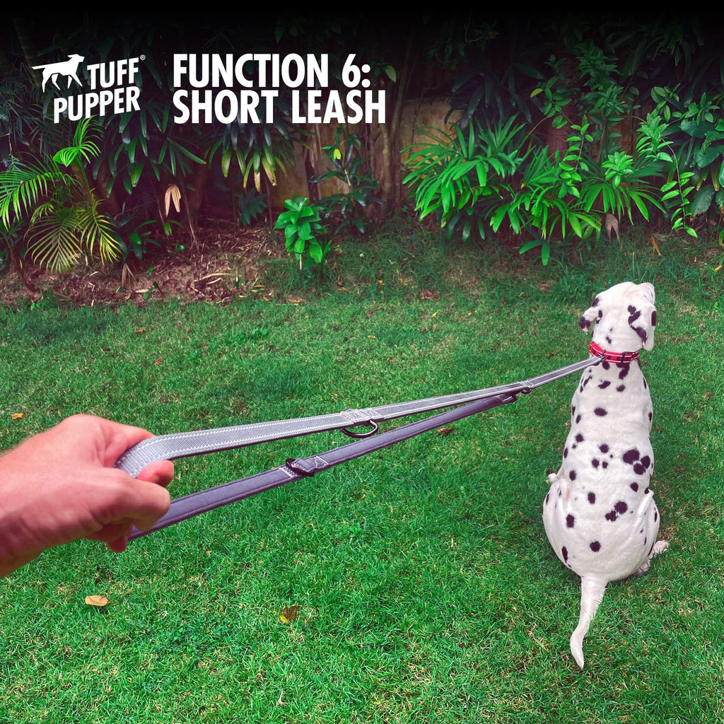 Tuff Pupper Multi Function Crossbody Leash: 8-Foot Hands-Free Dog Leash with 6 Uses, Neoprene Padding, Reflective Stitching