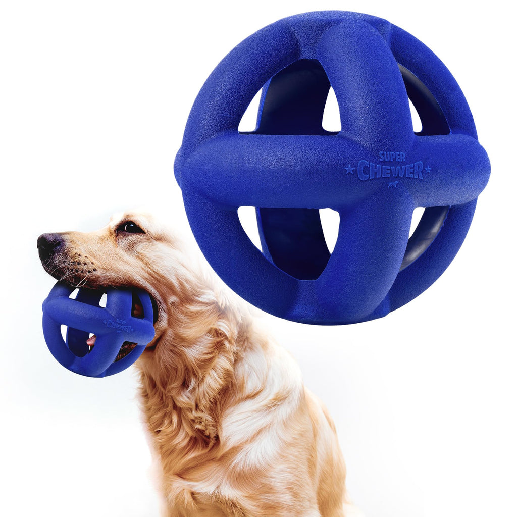 Tuff Pupper SuperChewer Tough Dog Cage Ball Toy – Natural Rubber Fetch Ball for Large Breeds, Lifetime Replacement