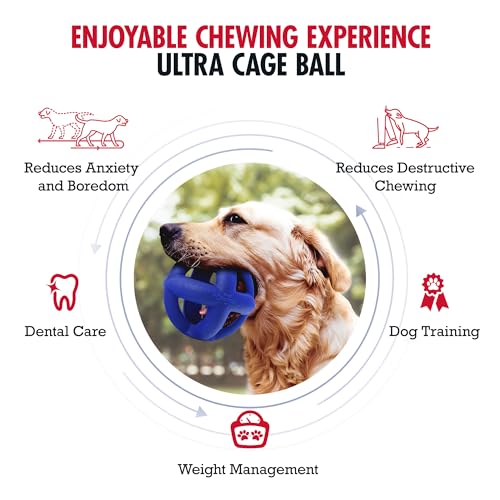 Tuff Pupper SuperChewer Tough Dog Cage Ball Toy – Natural Rubber Fetch Ball for Large Breeds, Lifetime Replacement