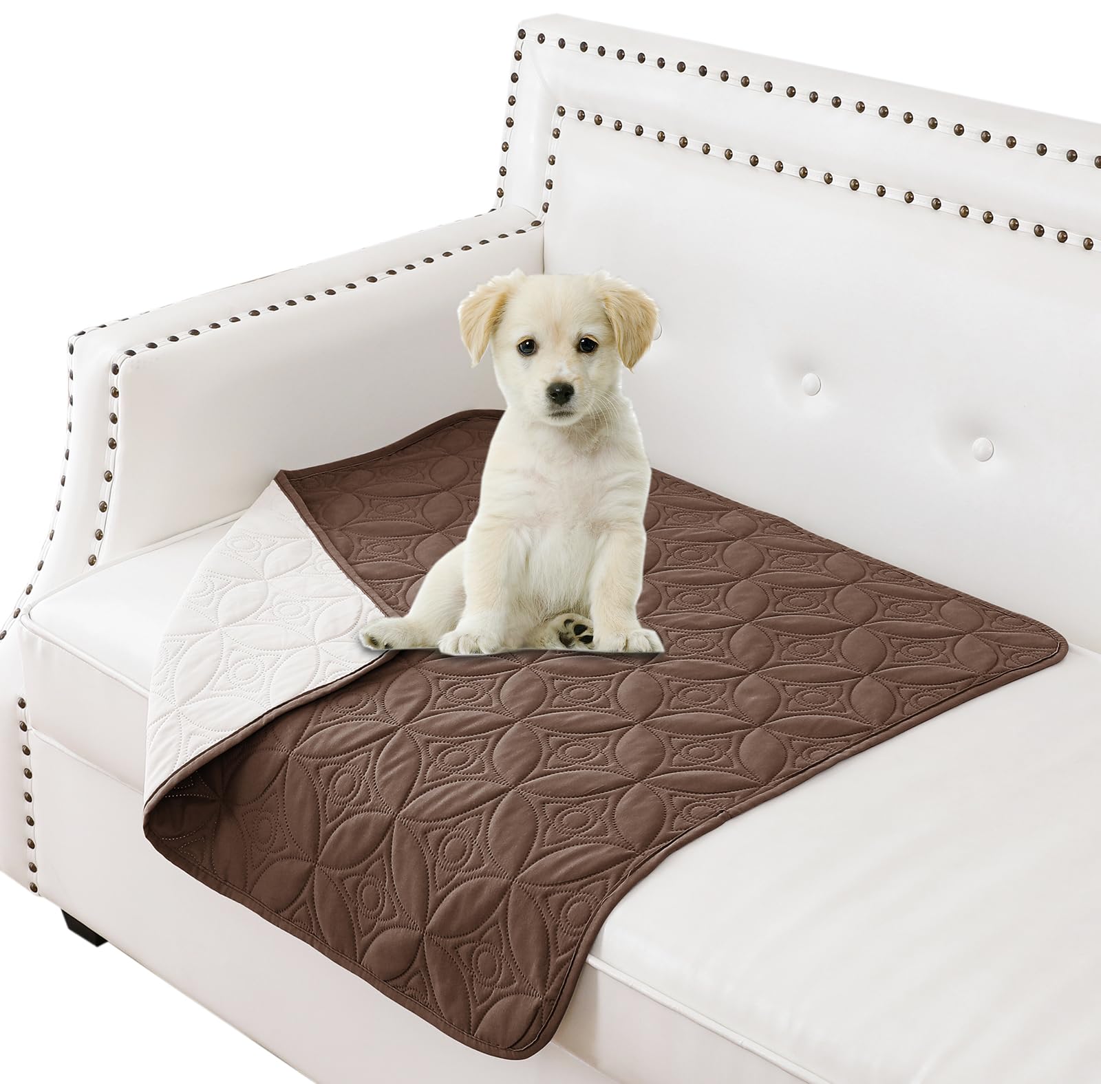 Tuffeel Waterproof Dog Blanket 30x30 – Reversible Pet Couch Cover, Chocolate+Cream, Machine Washable