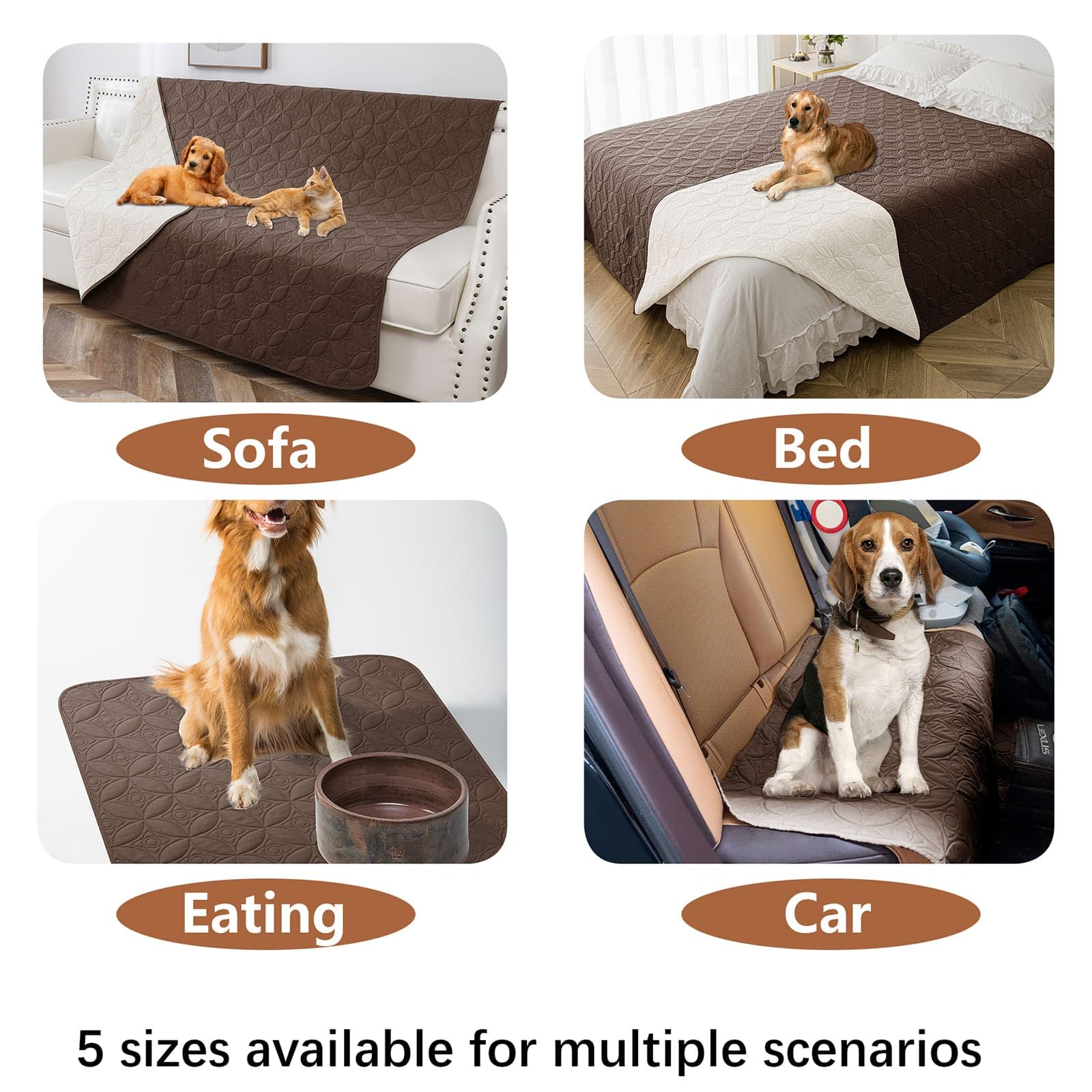 Tuffeel Waterproof Dog Blanket 30x30 – Reversible Pet Couch Cover, Chocolate+Cream, Machine Washable