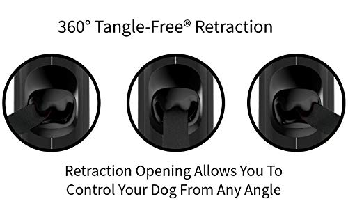 TUG Retractable Dog Leash 16 ft - Anti-Slip Handle, 360° Tangle-Free Tape for Small Dogs (Black/Grey)