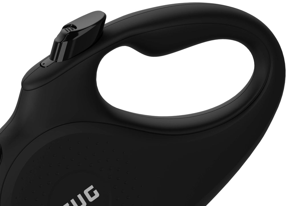 TUG Retractable Dog Leash 16 ft - Anti-Slip Handle, 360° Tangle-Free Tape for Small Dogs (Black/Grey)