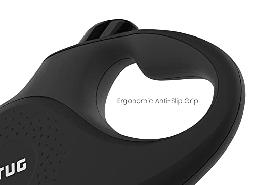 TUG Retractable Dog Leash 16 ft - Anti-Slip Handle, 360° Tangle-Free Tape for Small Dogs (Black/Grey)