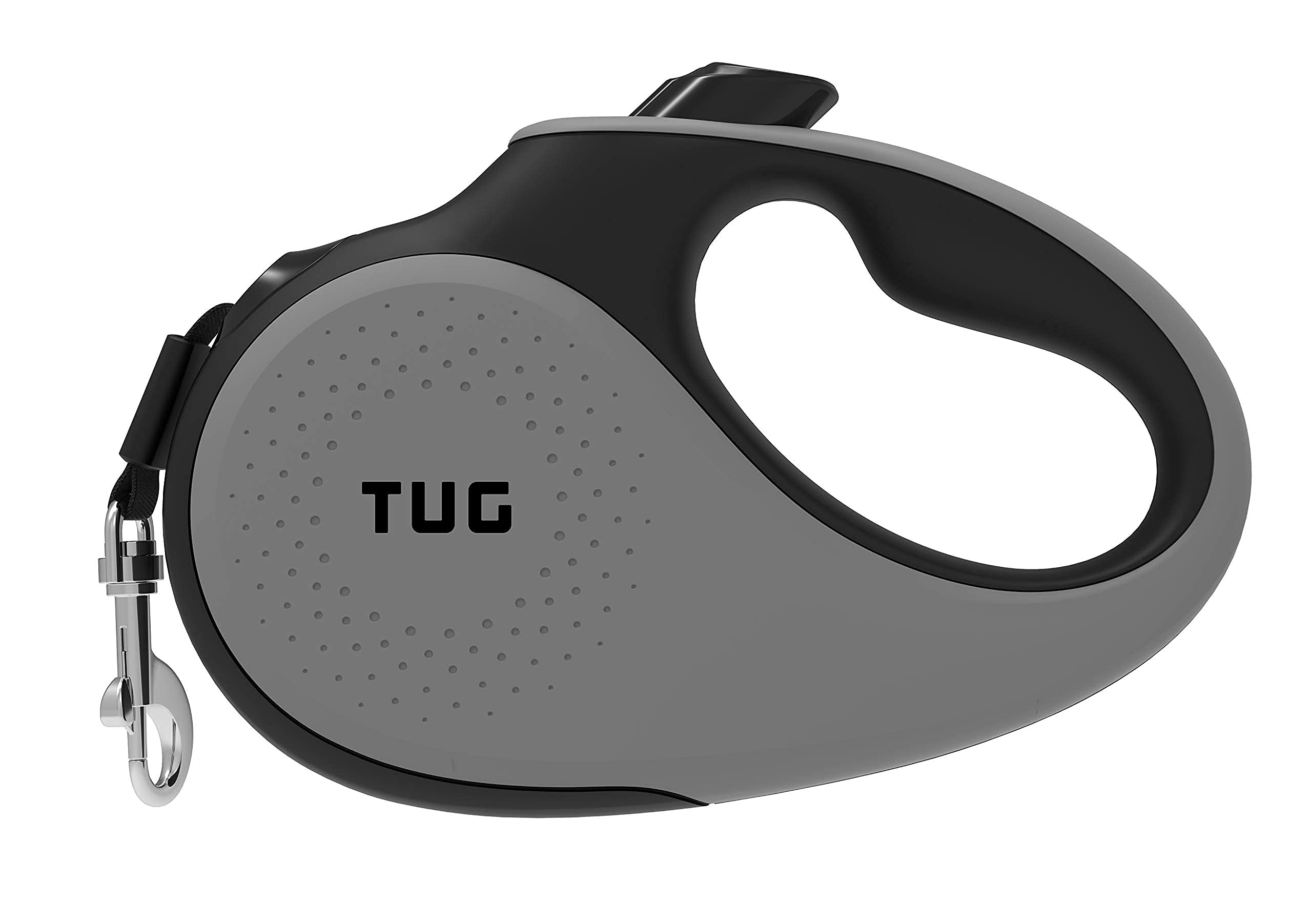 TUG Tiny Retractable Dog Leash 10 ft - Tangle-Free 360° for Dogs Under 26 lbs (Grey)
