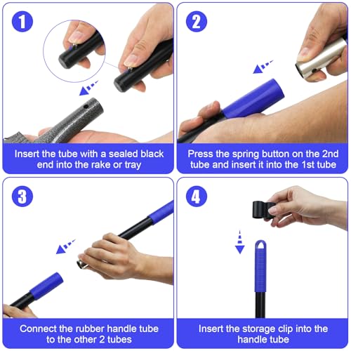twocorn Dog Pooper Scooper, Adjustable Stainless Steel Handle, Blue