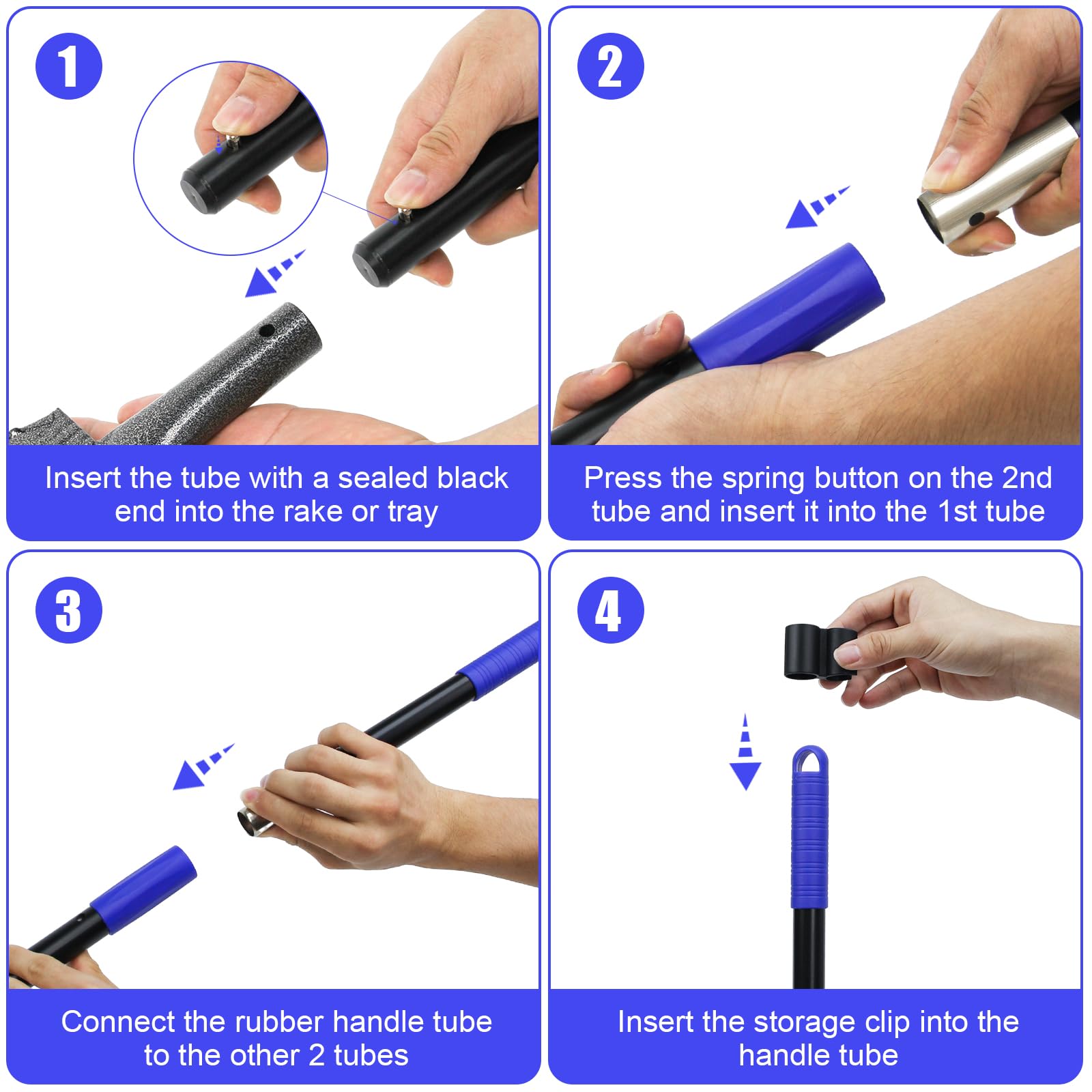 twocorn Dog Pooper Scooper, Adjustable Stainless Steel Handle, Blue