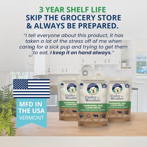 Under the Weather Freeze-Dried Bland Diet for Dogs – Rice, Hamburger & Bone Broth, 6 oz