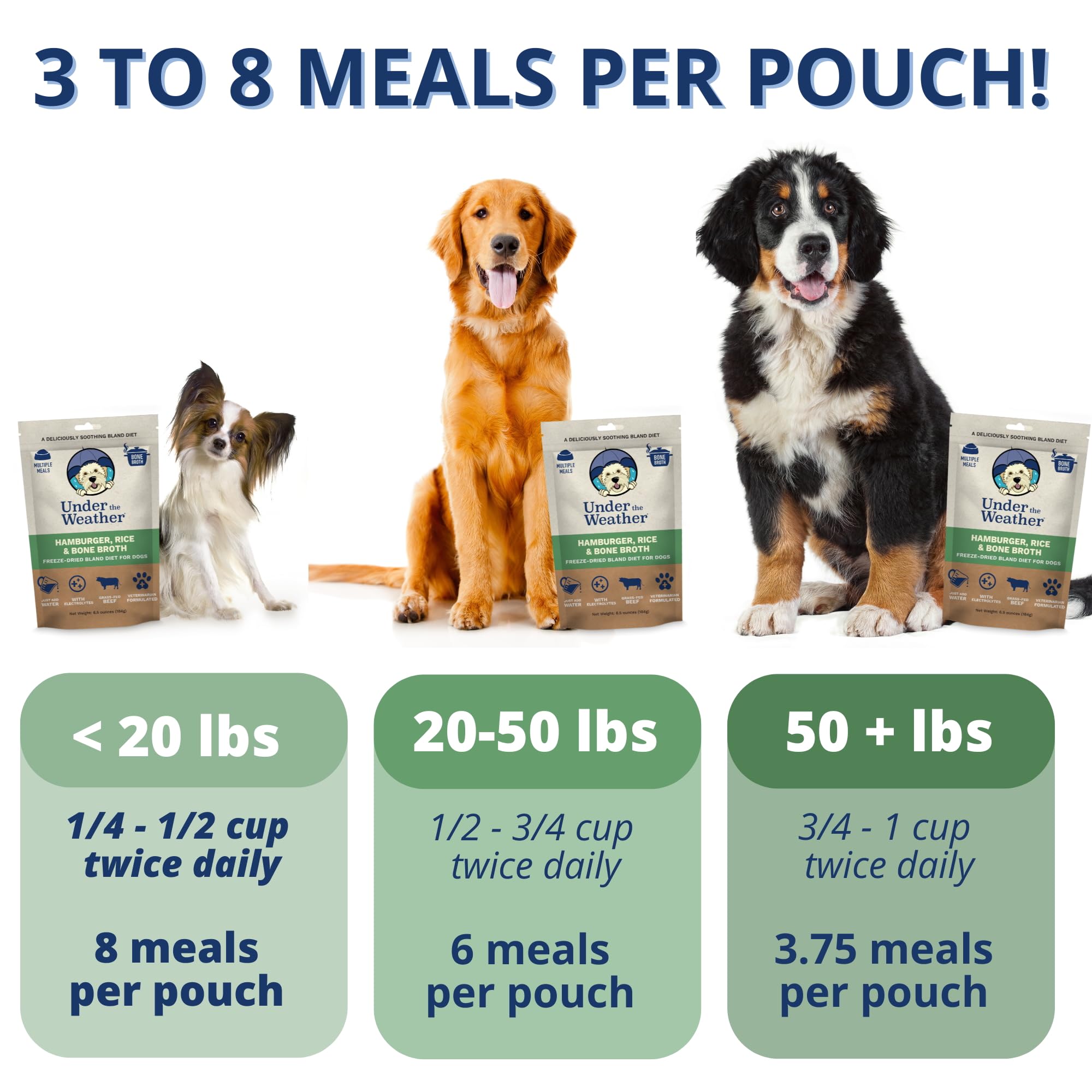 Under the Weather Freeze-Dried Bland Diet for Dogs – Rice, Hamburger & Bone Broth, 6 oz
