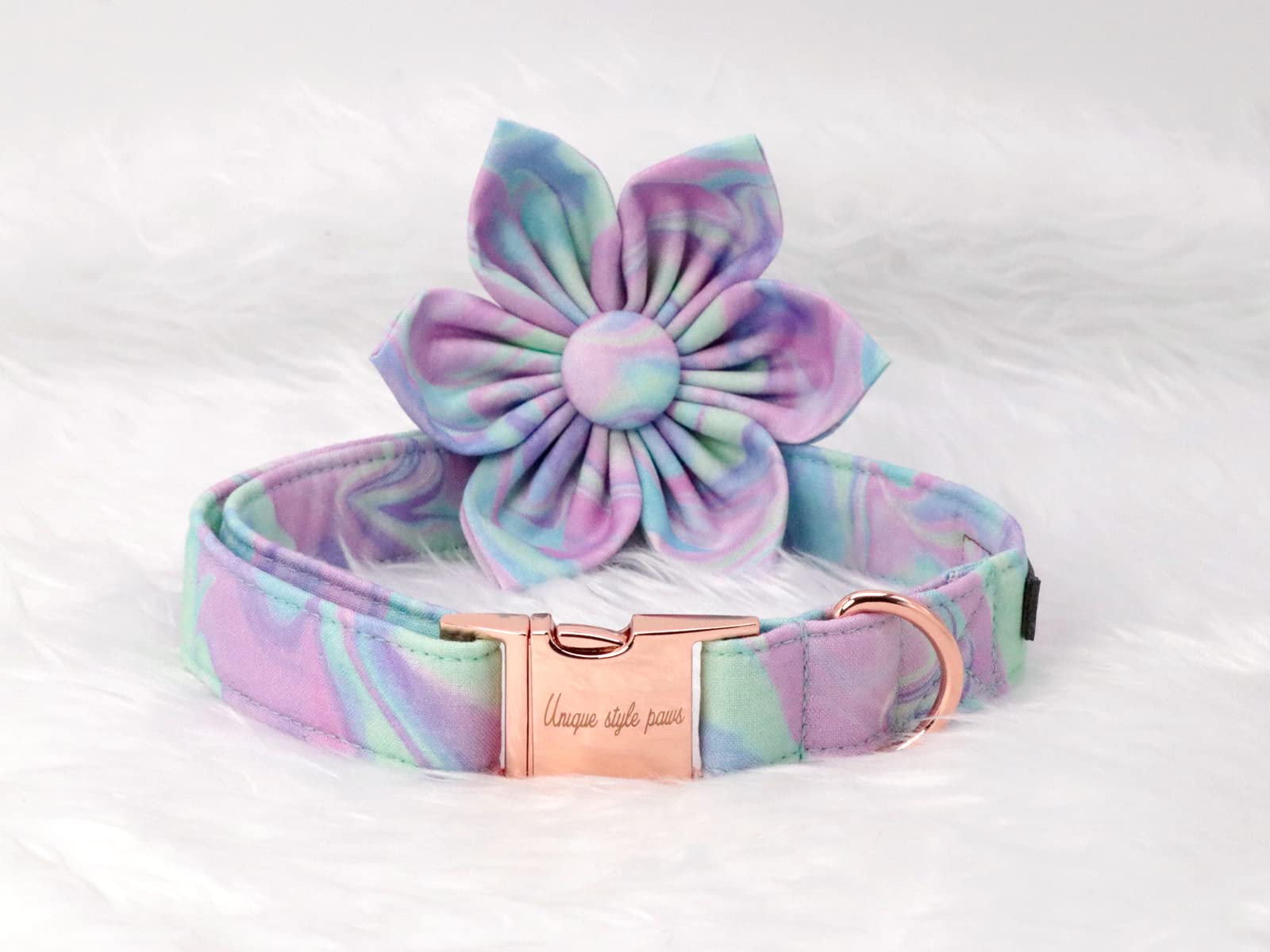 Unique Style Paws Adjustable Dog Collar with Detachable Flower – Durable Cotton & Metal for Small, Medium, Large Dogs